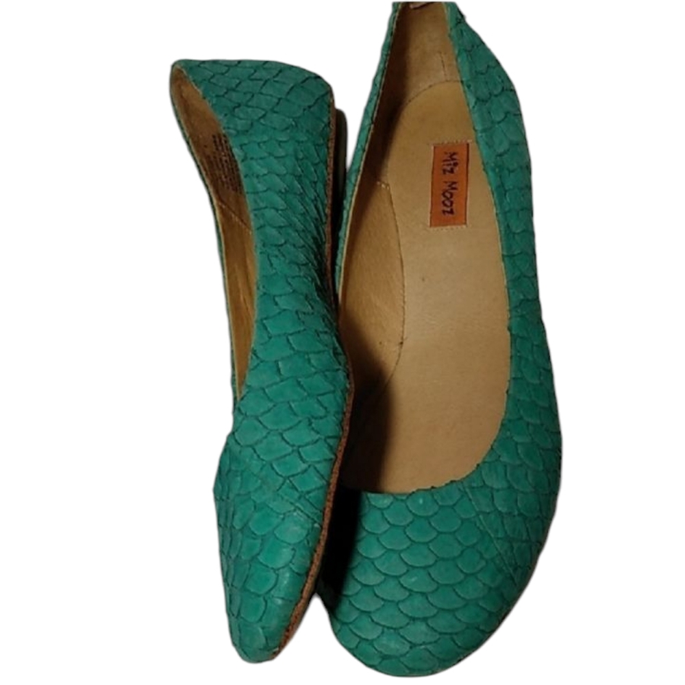Miz Mooz Teal Scaled Leather Flats